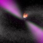 Ilustración de un púlsar viuda negra y su compañera estelar.