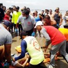 Instante en el que Juan Sebastian Balón logró ser rescatado.