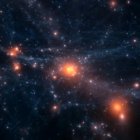 Imagen cedida por el IAC de una simulación de la formación y evolución de un cúmulo de galaxias.