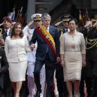 Guillermo Lasso a la salida de la Asamblea Nacional en donde pronunció su Informe a la Nación.