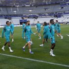 Jugadores del Real Madrid en entrenamiento.