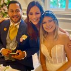 Los esposos con María Sol Galarza.