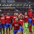 Los jugadores de la selección costarricense festejan el paso a Qatar 2022.