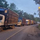 Una fila de camiones que transportaba pollos tuvo ayer trabas para circular, como efecto del paro.