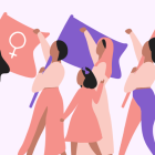 Referencia de mujeres protestando por sus derechos