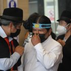 Santi estuvo acompañado por el asambleísta Salvador Quishpe, entre otros dirigentes indígenas.