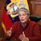 El presidente de la República, Guillermo Lasso, en cadena Nacional.