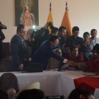 Virgilio Saquicela durante el segundo intento de diálogo que se realizó este 28 de junio.