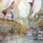 Ilustración del canguro gigante Nombe Nombe, que tiene su origen en Papúa Nueva Guinea, según un estudio publicado este miércoles.