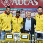 Aucas presentó a Hernán Galíndez, Luis Cangá y Pedro Pablo Perlaza como sus refuerzos para el segundo semestre.