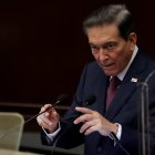 El el presidente de Panamá, Laurentino Cortizo, pide calma a los protestantes.  EFE/ Bienvenido Velasco