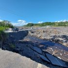 Relleno. Más de 200 metros del ancho del río Upano en Morona fue relleno para habilitar el paso que existía.