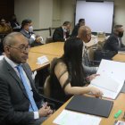 Diligencia. Defensores de los procesados en la audiencia en la Corte Nacional.