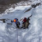 Los andinistas en la zona del volcán donde se produjo el accidente