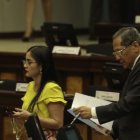 La correísta Viviana Veloz y el socialcristiano Luis Almeida actuaron como interpelantes en este juicio político.