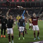 Los jugadores del Flamengo celebran el paso a la final de la Copa Libertadores.