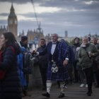 La fila para visitar la capilla ardiente de la reina Isabel II en Londres.