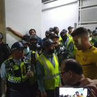 Salida del equipo de Barcelona.