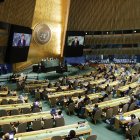 El presidente de Francia, Emmanuel Macron interviene en la apertura de la Asamblea General de la ONU. EFE/EPA/JUSTIN LANE