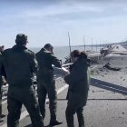 Imagen del puente de Crimea donde explotó esta madrugada camión.