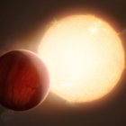 Recreación artística de un exoplaneta -un "Júpiter ultracaliente"- transitando su estrella. Fotografía facilitada por el Observatorio Austral Europeo (ESO).