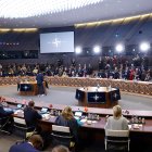 Vista de la segunda jornada de sesiones de los ministros de Defensa de la Organización del Tratado del Atlántico Norte (OTAN), el 13 de octubre en Bruselas.