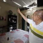 CASA DONDE CAYÓ LA RUEDA DEL TREN DE ATERRIZAJE DE LA AVIONETA EN SAUCES 1, 19 DE OCTUBRE  DEL 2022- AMELIA ANDRADE Guayaquil-Ecuador Agencia (Ag-ecpreso)