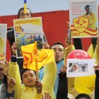 Los aficionados de Aucas aprovecharon el juego ante Gualaceo, donde se selló el pase a las finales, para llevar las imágenes de los hinchas que alientan desde el cielo.