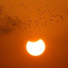Vista del eclipse solar parcial visto desde Karachi, Pakistán, el 25 de octubre de 2022.