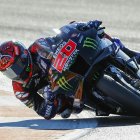 El piloto francés de Moto GP , Fabio Quartararo, durante la tanda de entrenamientos en el circuito Ricardo Tormo de Cheste (Valencia).