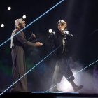 Jungkook, integrante de la banda surcoreana BTS, durante su presentación