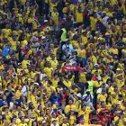 Hinchas de Ecuador en el partido ante Qatar.