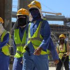 Obreros en construcción de los estadios de Qatar