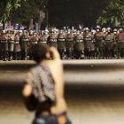Imagen de archivo de una protesta contra el golpe militar en Birmania. EFE/EPA/STRINGER
