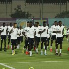Los jugadores africanos, en una de sus últimas prácticas.