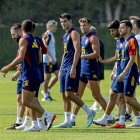 Los jugadores de la selección en uno de sus últimas prácticas.