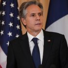 Washington (United States), 01/12/2022.- United States Secretary of State Antony Blinken makes remarks at a luncheon hosted by himself and US Vice President Kamala Harris honoring President Emmanuel Macron of France at the Department of State, in Washington, DC, USA, 01 December 2022. (Francia, Estados Unidos) EFE/EPA/Leigh Vogel / POOL