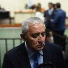 Otto Pérez Molina , cuando iba a la audiencia en el Tribunal