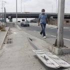 La señalética está bajando hacia la avenida León Febres Cordero, frente a La Joya.