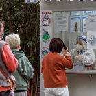 Shanghái. Ciudadanos hacen fila por un test PCR de coronavirus.