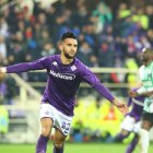 Nicolás González festeja luego de marcar el tanto del triunfo para la Fiorentina.