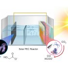 Esquema del sistema desarrollado por la Universidad de Cambridge, que puede convertir dos flujos de residuos en dos productos químicos al mismo tiempo en un reactor alimentado por energía solar.
