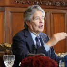 El presidente de la República, Guillermo Lasso, en cadena nacional, este 10 de enero de 2023.