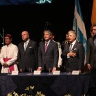 Monseñor Luis Gerardo Cabrera, Alfredo Borrero, Juan Xavier Cordovez y Josué Sánchez.