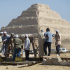 Giza (Egypt), 26/01/2023.- Workers at the site of the new discoveries in Gisr el-Mudir in Saqqara, Giza, Egypt, in 26 January 2023. An Egyptian archaeological mission has made a number of important archaeological discoveries dating to the fifth and sixth dynasties of the Old Kingdom. The announcement stated that the expedition had found a group of Old Kingdom tombs, indicating that the site comprised a large cemetery. The most important tomb belonged to Khnumdjedef, an inspector of the officials, a supervisor of the nobles, and a priest in the pyramid complex of Unas, the last king of the fifth dynasty. The tomb is decorated with scenes of daily life. (Egipto) EFE/EPA/Mohamed Hossam ElDin
