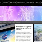 Captura de pantalla del portal web de la NASA.