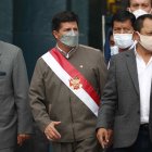 Lima. Pedro Castillo, cuando aún portaba la banda presidencial.
