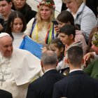 El papa Francisco durante la audiencia general de este miércoles 22 de febrero en Ciudad del Vaticano.