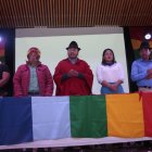 Dirigencia de la Conaie en el inicio de su asamblea general en Quito.