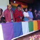 Reunión de la Conaie en la Casa de la Cultura de Quito.